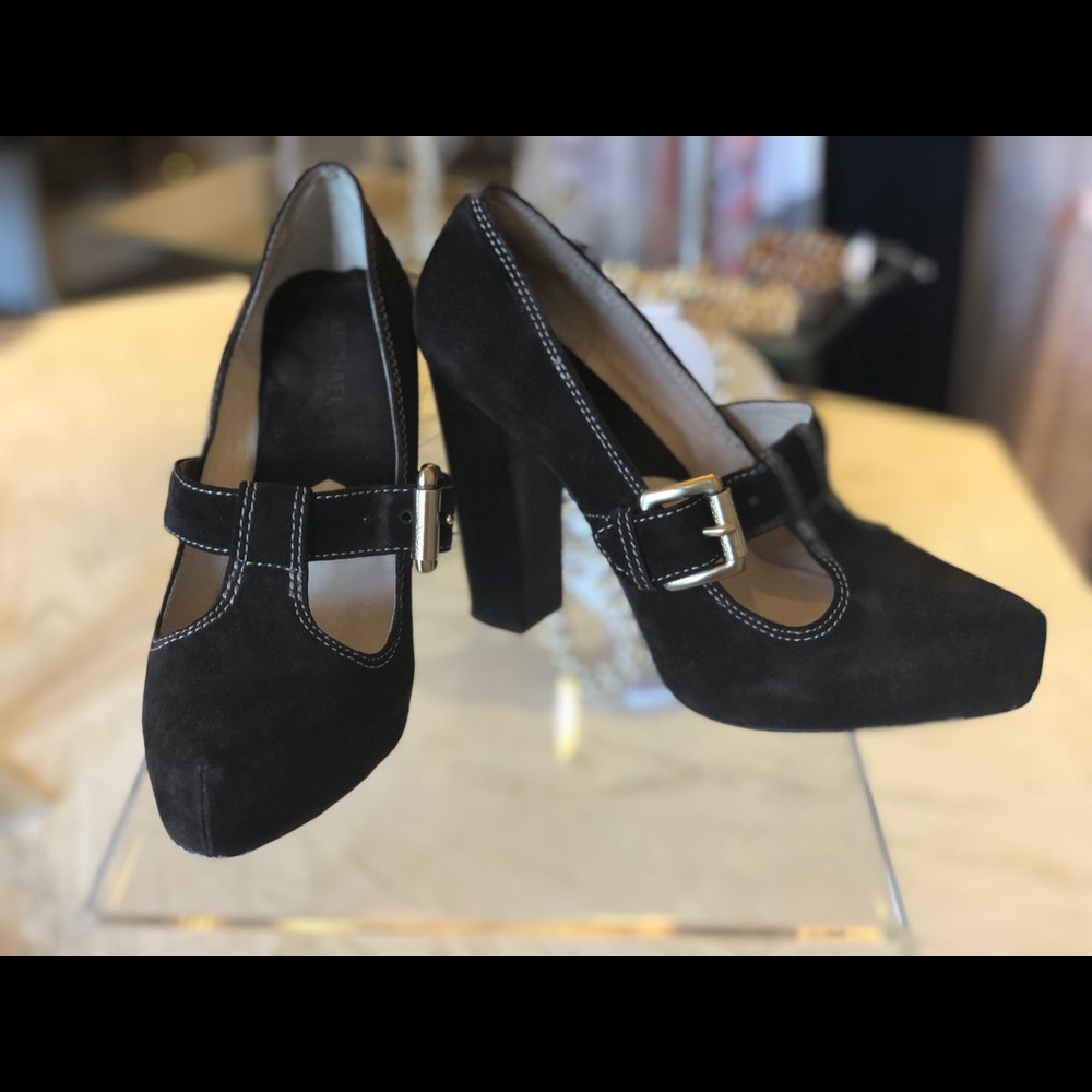MICHAEL KORS Brown Suede Mary Jane Heels Pumps 8.5